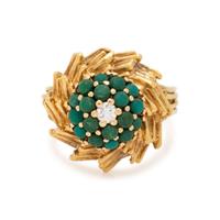 YELLOW GOLD, DIAMOND AND HARDSTONE RING