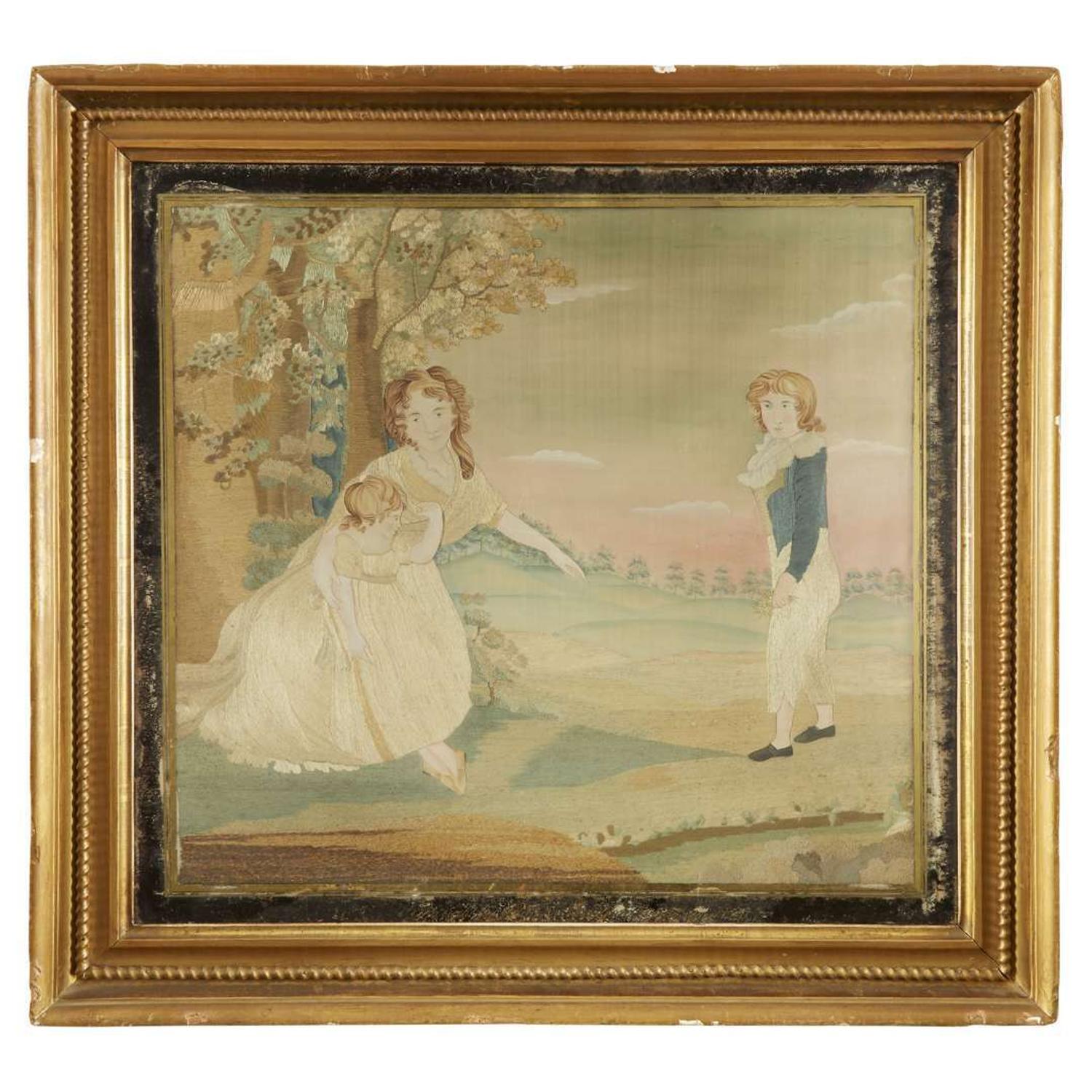 Needlework picture "Wrought by Adalene Bradford, aged 17 years, 1813"