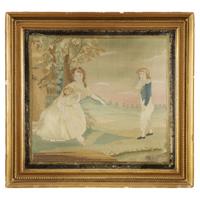 Needlework picture "Wrought by Adalene Bradford, aged 17 years, 1813"