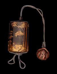 A Japanese Gold and Brown Lacquer Five-Case Inro
