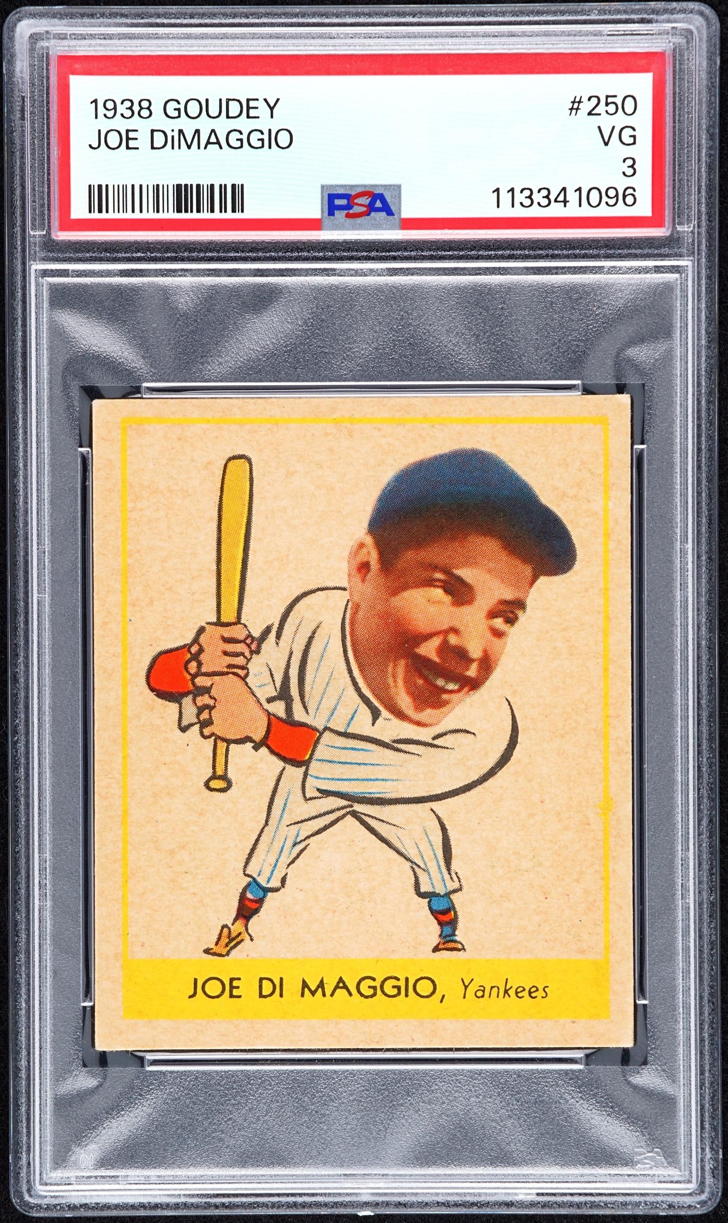 A 1938 Goudey Heads Up Joe DiMaggio Rookie Baseball Card No. 250 (PSA 3 VG)