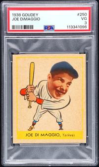 A 1938 Goudey Heads Up Joe DiMaggio Rookie Baseball Card No. 250 (PSA 3 VG)