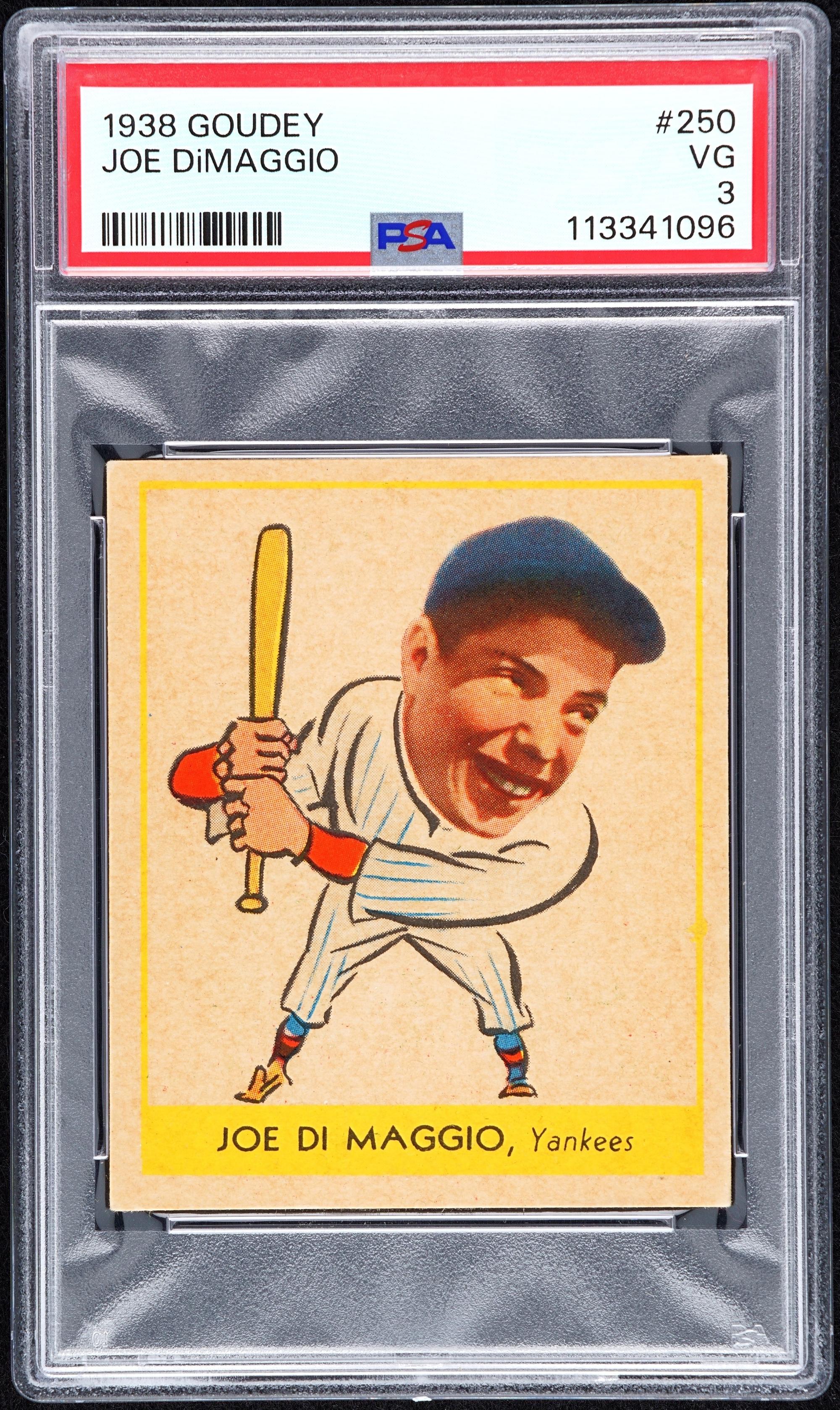 A 1938 Goudey Heads Up Joe DiMaggio Rookie Baseball Card No. 250 (PSA 3 VG)