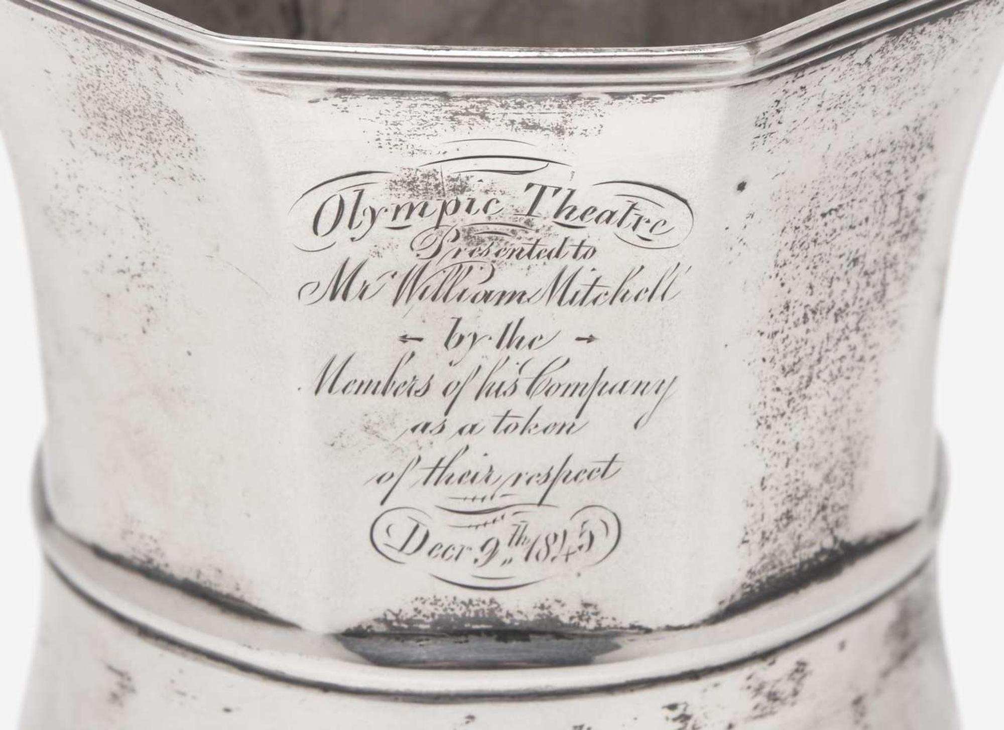A collection of six coin silver presentation cups, Hezekiah S. Sprague (1800-1886), Newark, OH, Zalmon Stone Bostwick (1811- before 1865), New York, NY, William Adams, New York, NY, Bigelow Bros. & Kennard, Boston, MA, and others, circa 1830-1850s