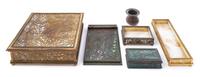 Tiffany Studios, a set of six Pine Needle pattern desk articles