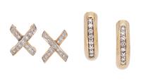 COLLECTION OF YELLOW GOLD AND DIAMOND EARRINGS