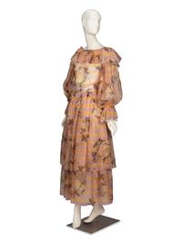 Original Runway Sample: Oscar de la Renta, Printed Organza Ensemble, 1983
