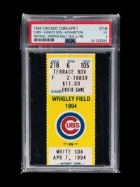 An April 7, 1994 Michael Jordan Chicago White Sox vs. Chicago Cubs Wrigley Field Ticket Stub (PSA 3 VG) and Program Scorecard (Jordan's Only MLB Game) - POP 6