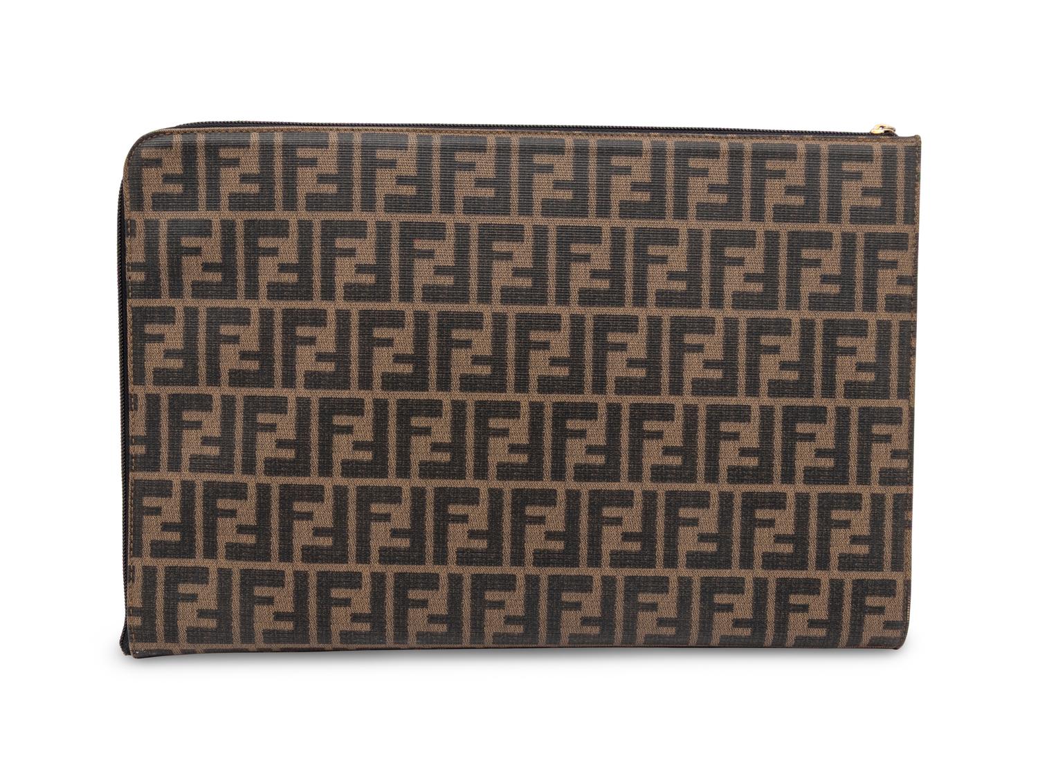 FENDI, FLAT FOLIO MONOGRAM CLUTCH