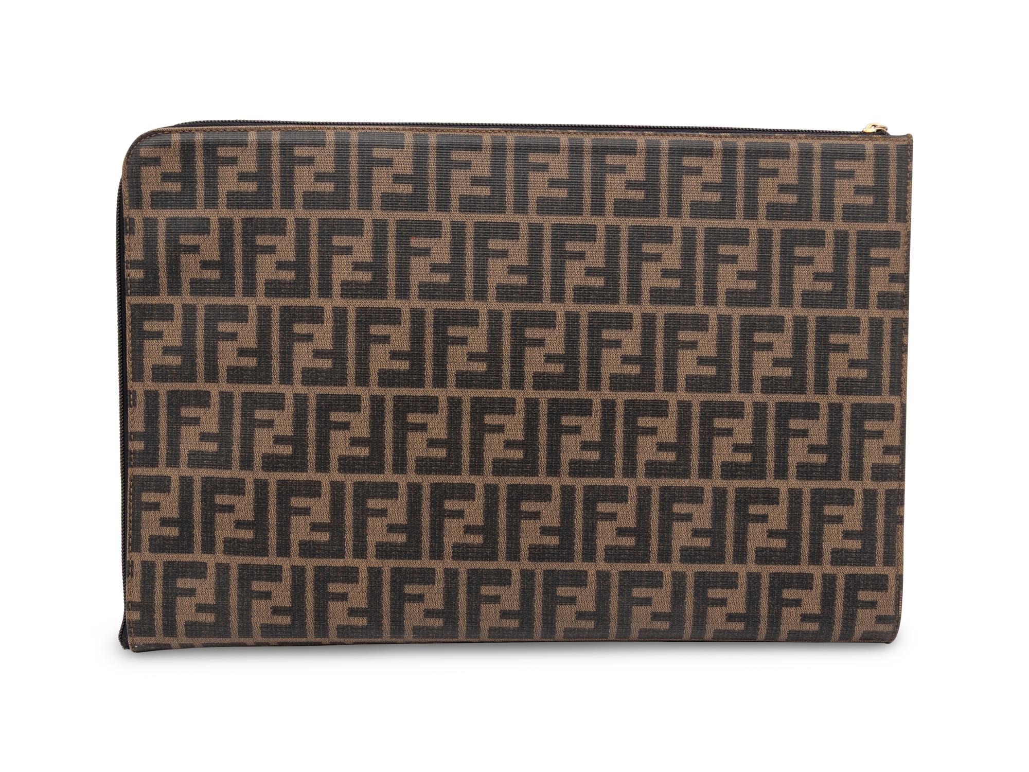 FENDI, FLAT FOLIO MONOGRAM CLUTCH