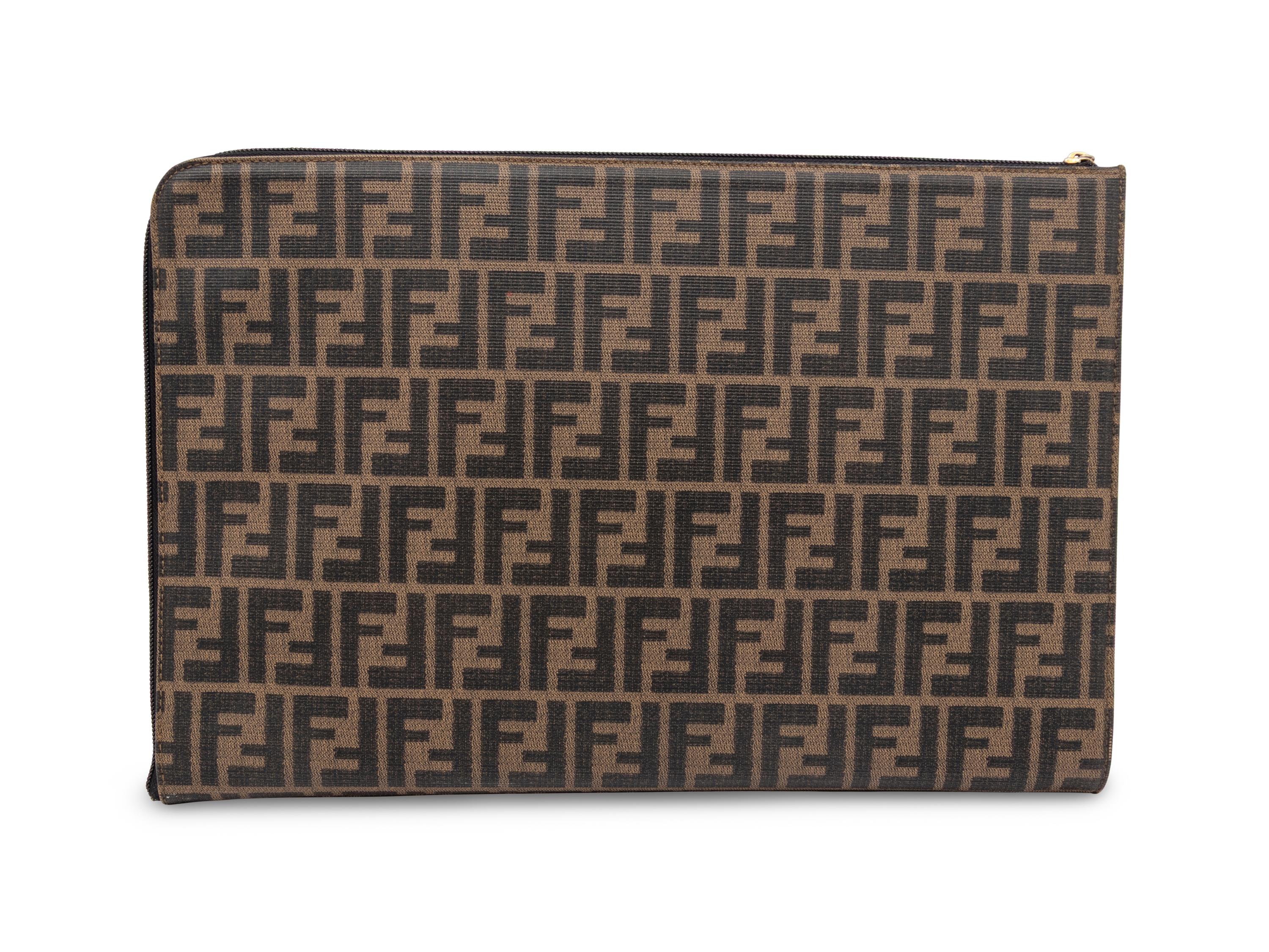 FENDI, FLAT FOLIO MONOGRAM CLUTCH