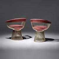 Pair of arm chairs with side table Knoll International, USA