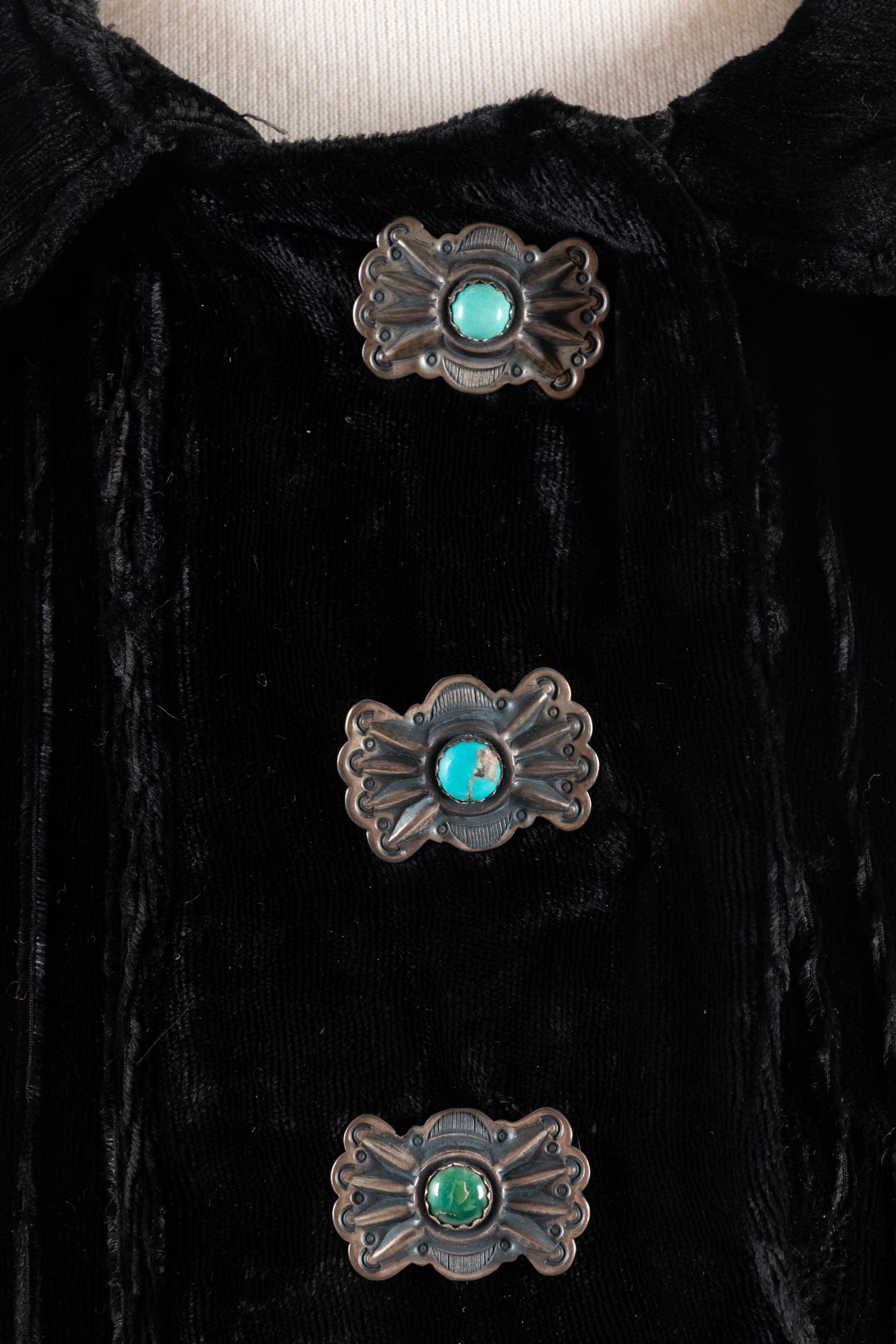 Navajo Velveteen Blouse, with Silver Concha Buttons