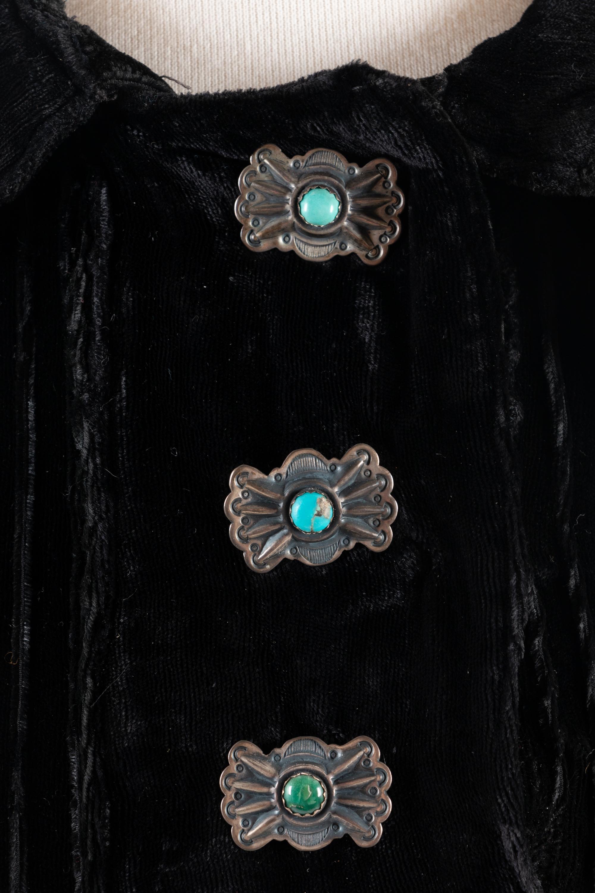 Navajo Velveteen Blouse, with Silver Concha Buttons