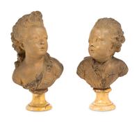 A Pair of Terracotta Portrait Busts of Charles Philippe and Madame Clotilde