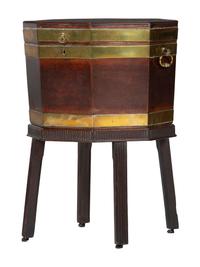 A Georgian Mahogany Brass Mounted Wine Cooler on Stand