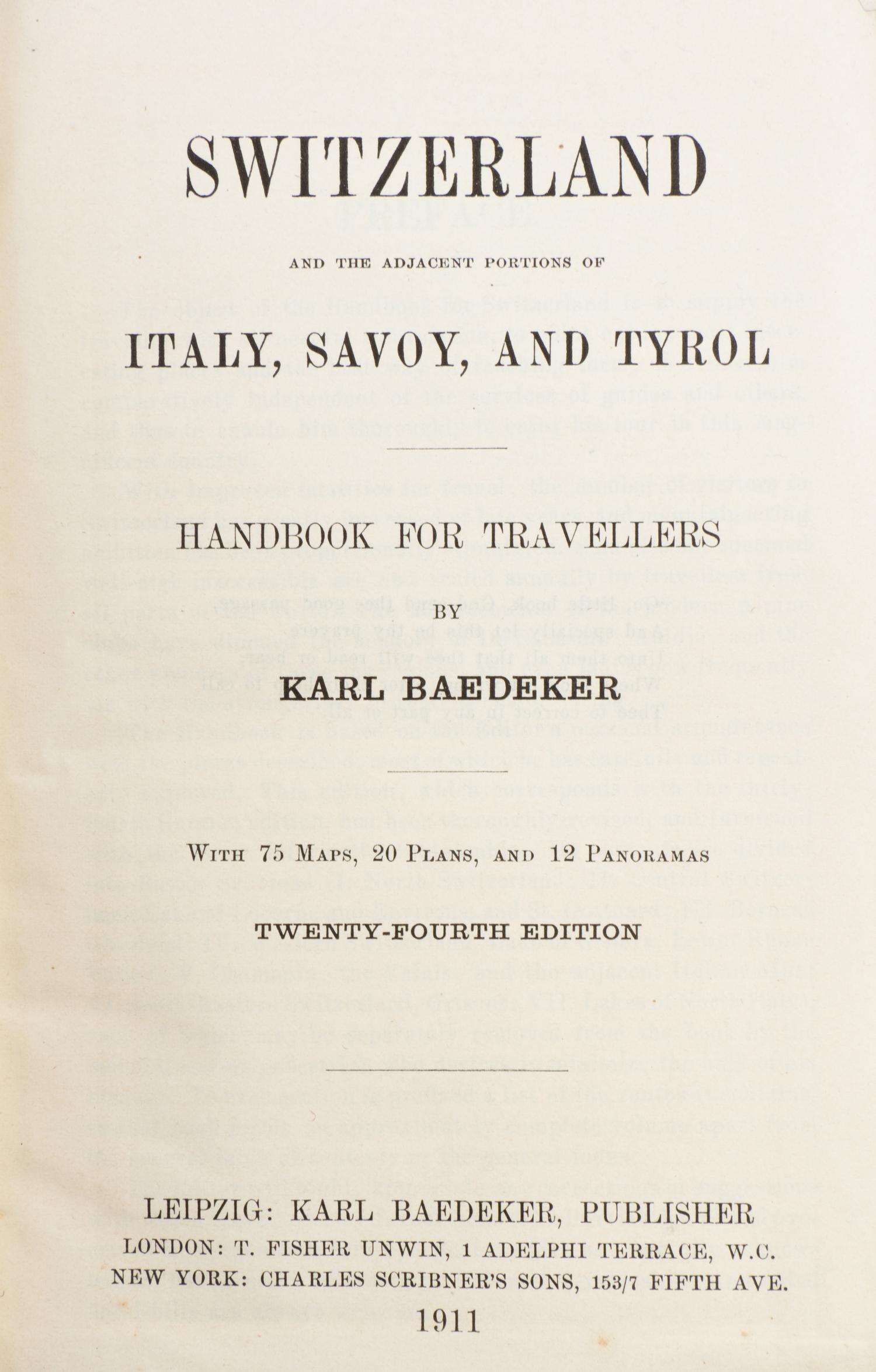 (TRAVEL GUIDES) A group of seven travel guides published by Karl Baedeker.