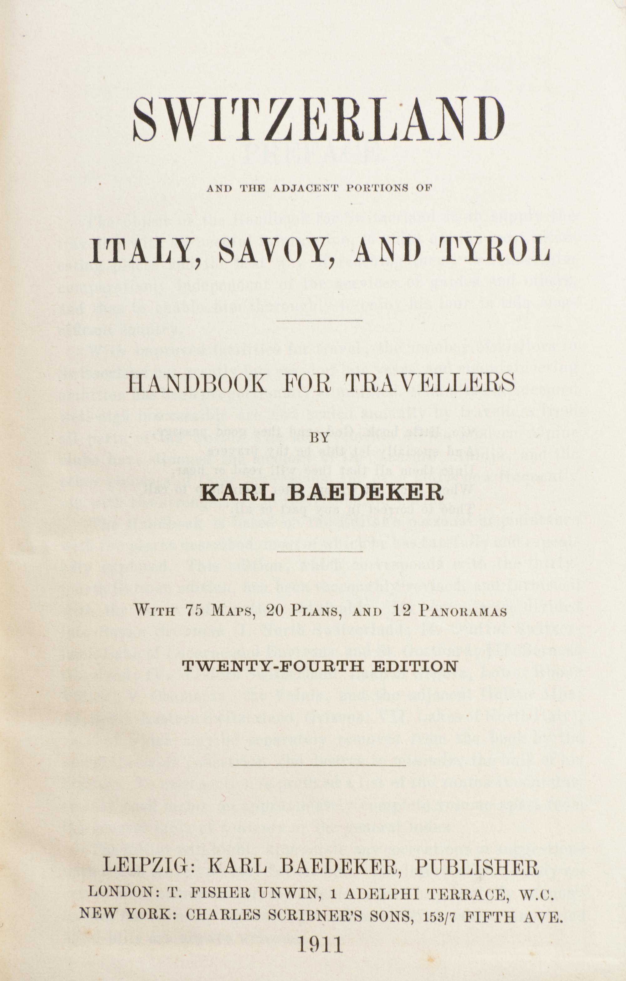 (TRAVEL GUIDES) A group of seven travel guides published by Karl Baedeker.