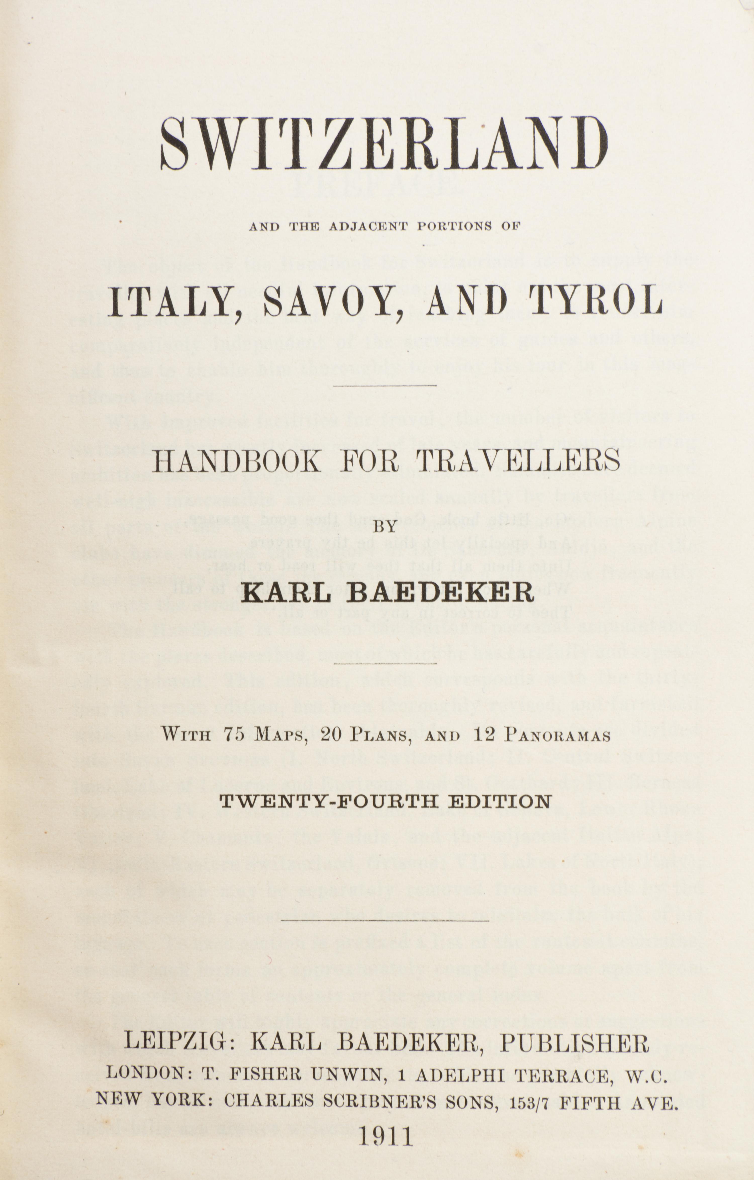 (TRAVEL GUIDES) A group of seven travel guides published by Karl Baedeker.