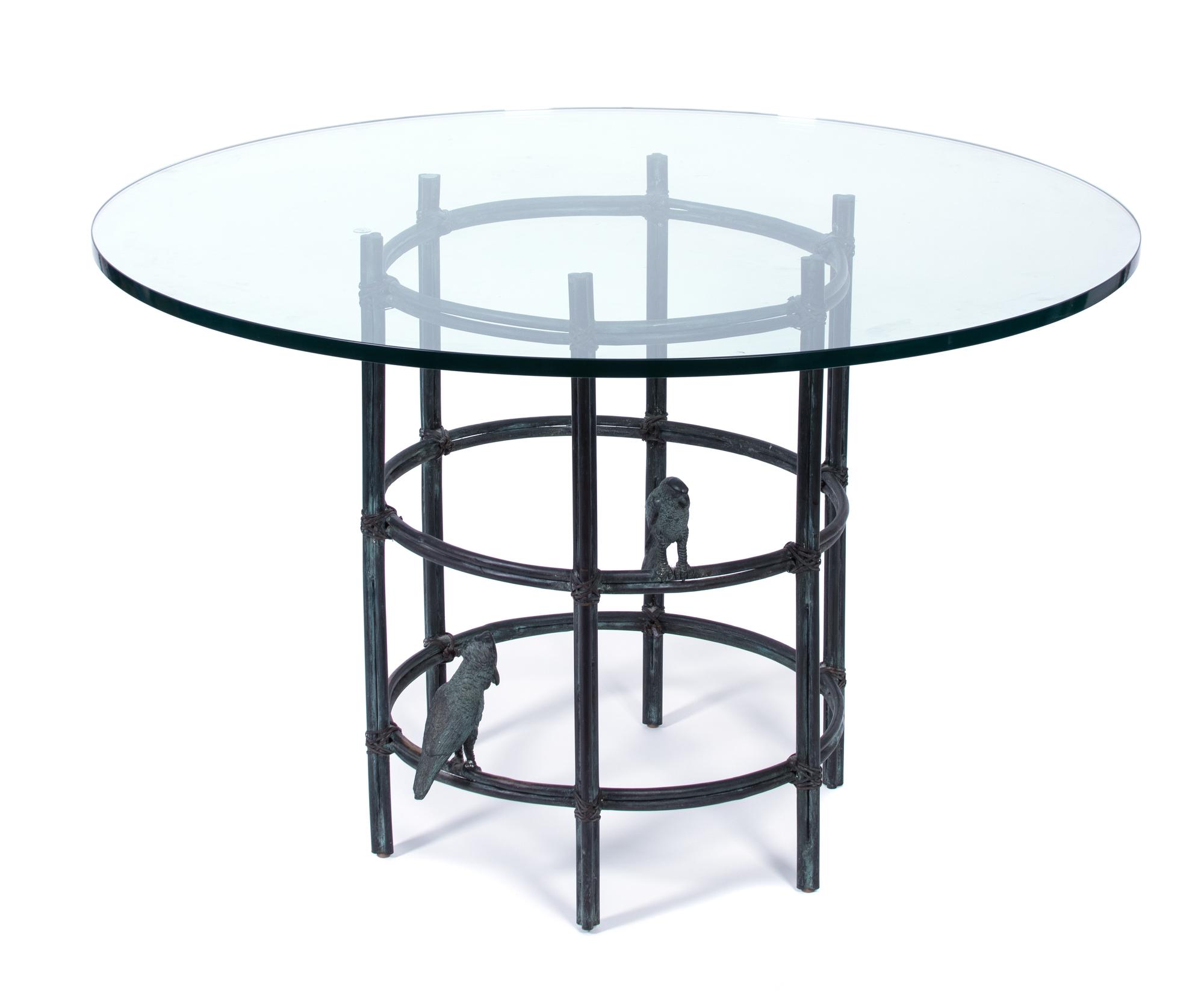 A Maitland-Smith Bronze Glass Top Table Height 29 x diameter 45 inches. — 20TH CENTURY