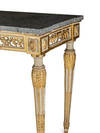 A Pair of North European Neoclassical Gilt and Cream-Painted Console Tables