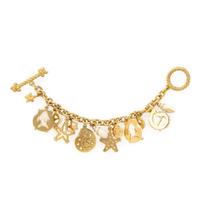 Mish, 'Cabana', White Coral, Diamond, and Yellow Gold Charm Bracelet