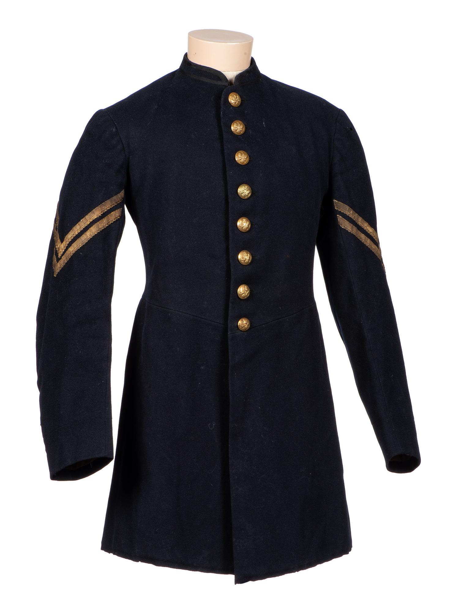 [CIVIL WAR]. Enlisted frock coat identified to Private Charles A. Fisk, 11th Massachusetts Infantry, WIA at Gettysburg.