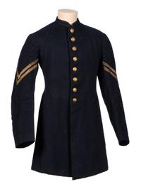 [CIVIL WAR]. Enlisted frock coat identified to Private Charles A. Fisk, 11th Massachusetts Infantry, WIA at Gettysburg.