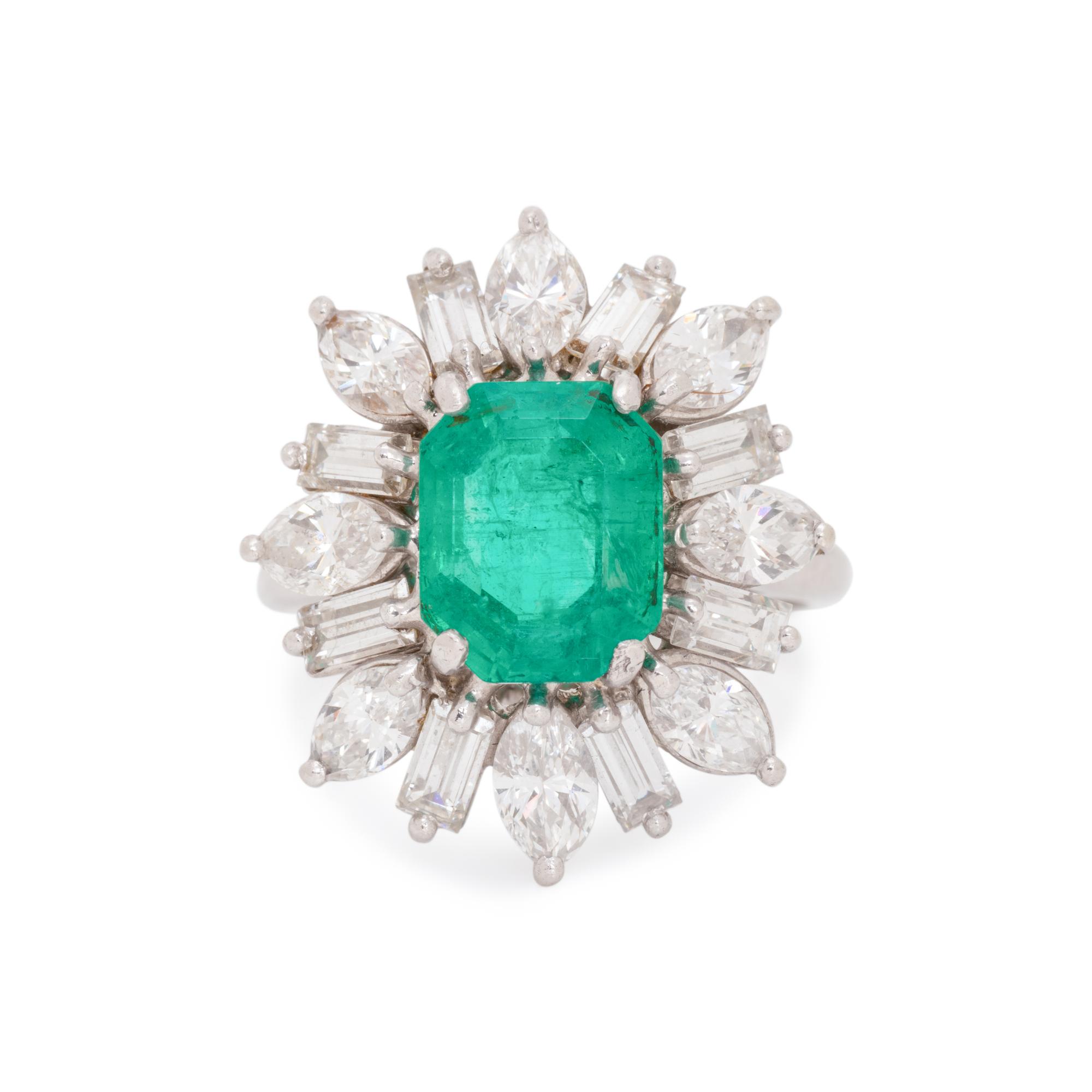 COLOMBIAN EMERALD AND DIAMOND RING