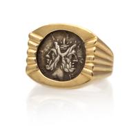 A 14 Karat Yellow Gold and Ancient Roman Coin Ring, 12.30 dwts.