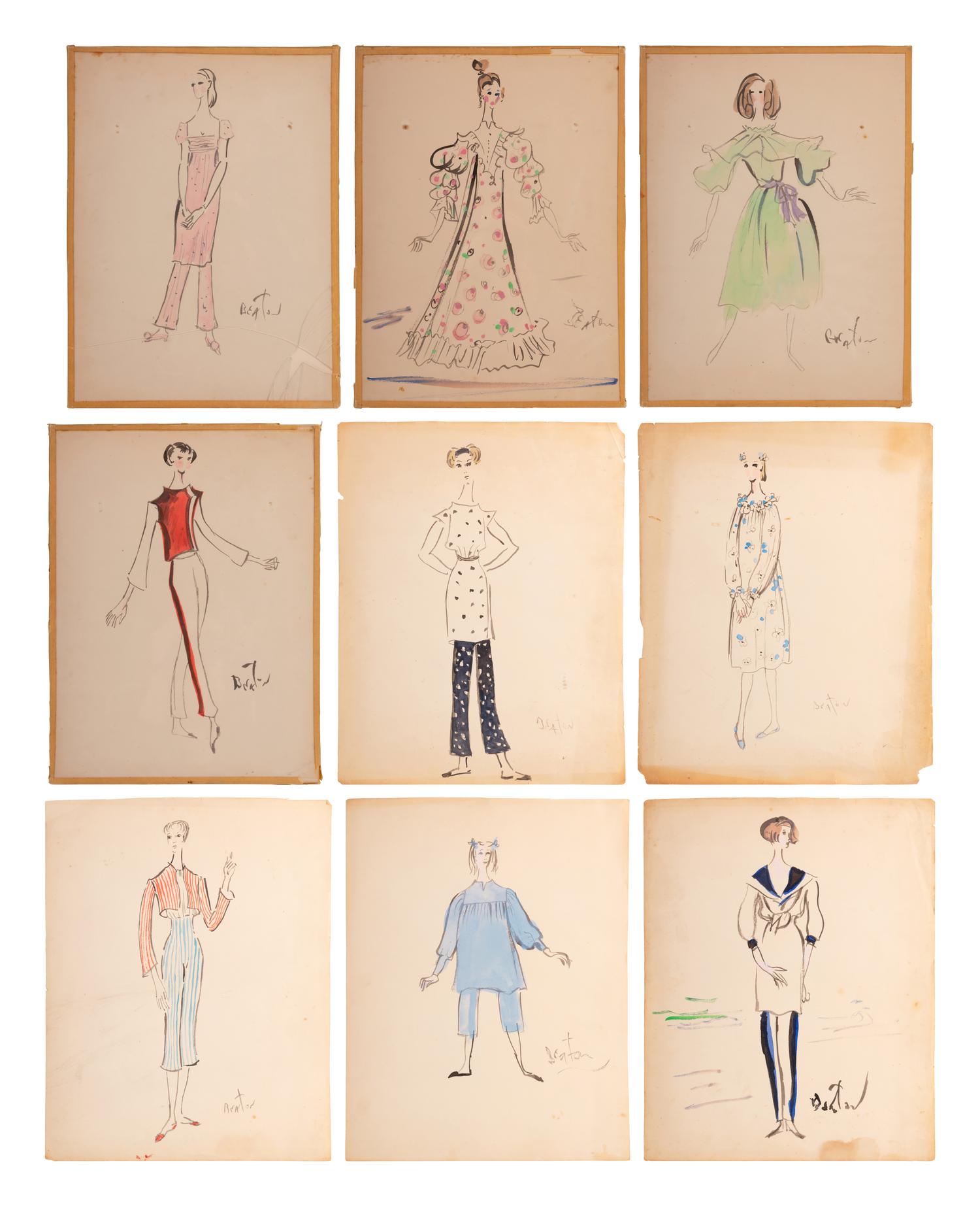Nine Cecil Beaton Illustrations, 1950s-60s
