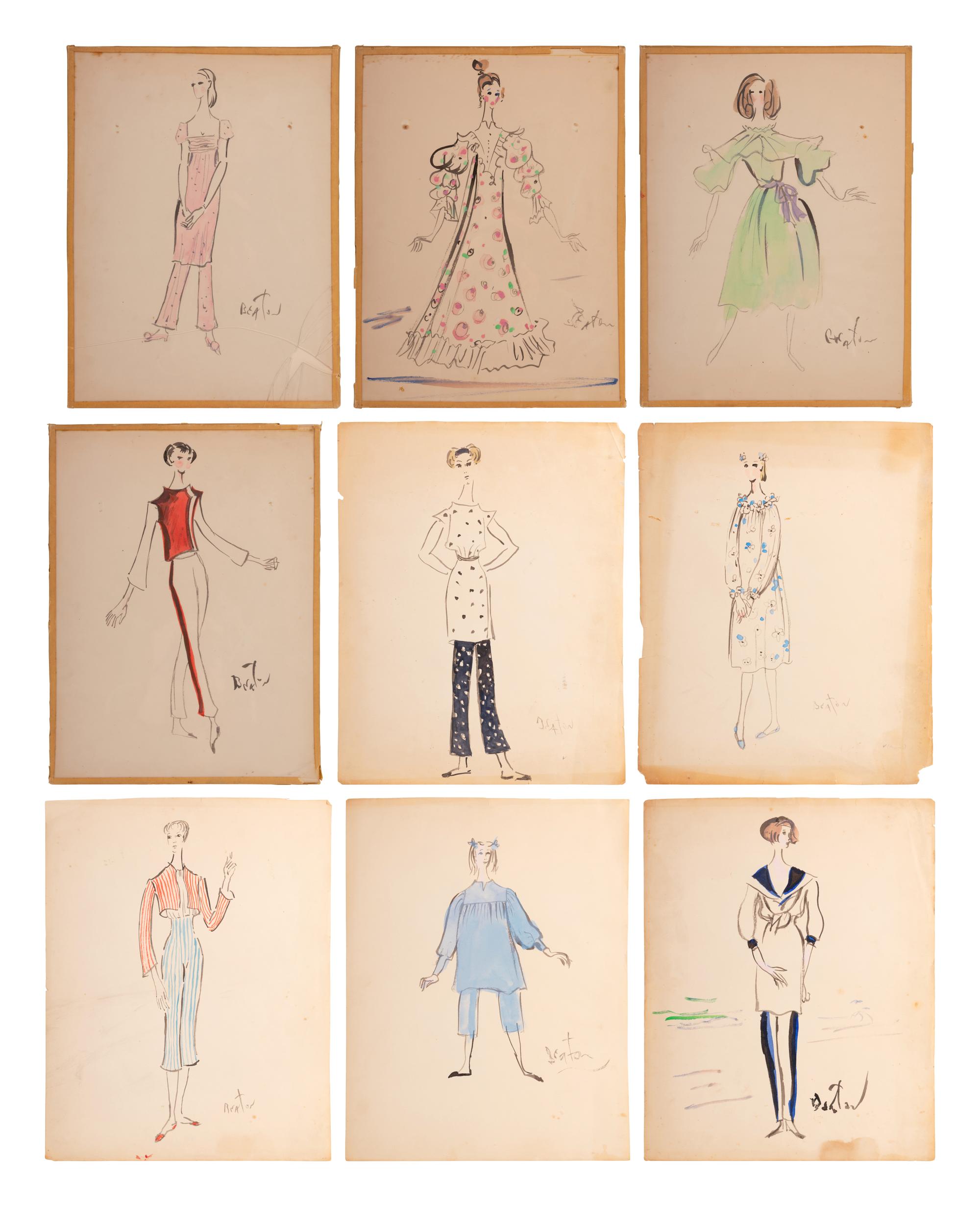 Nine Cecil Beaton Illustrations, 1950s-60s