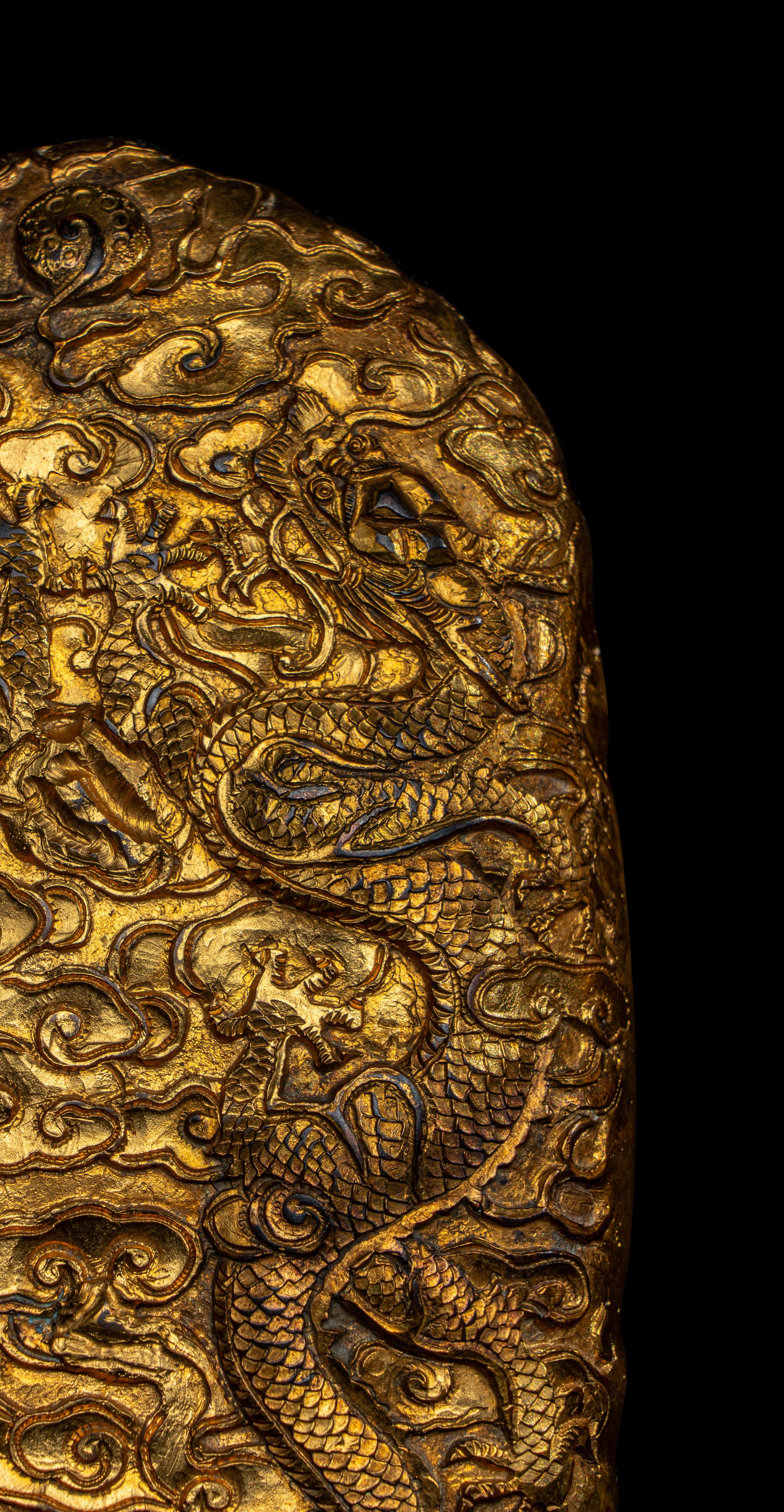 A Chinese Gilt Bronze 'Dragon' Two-Part Tally