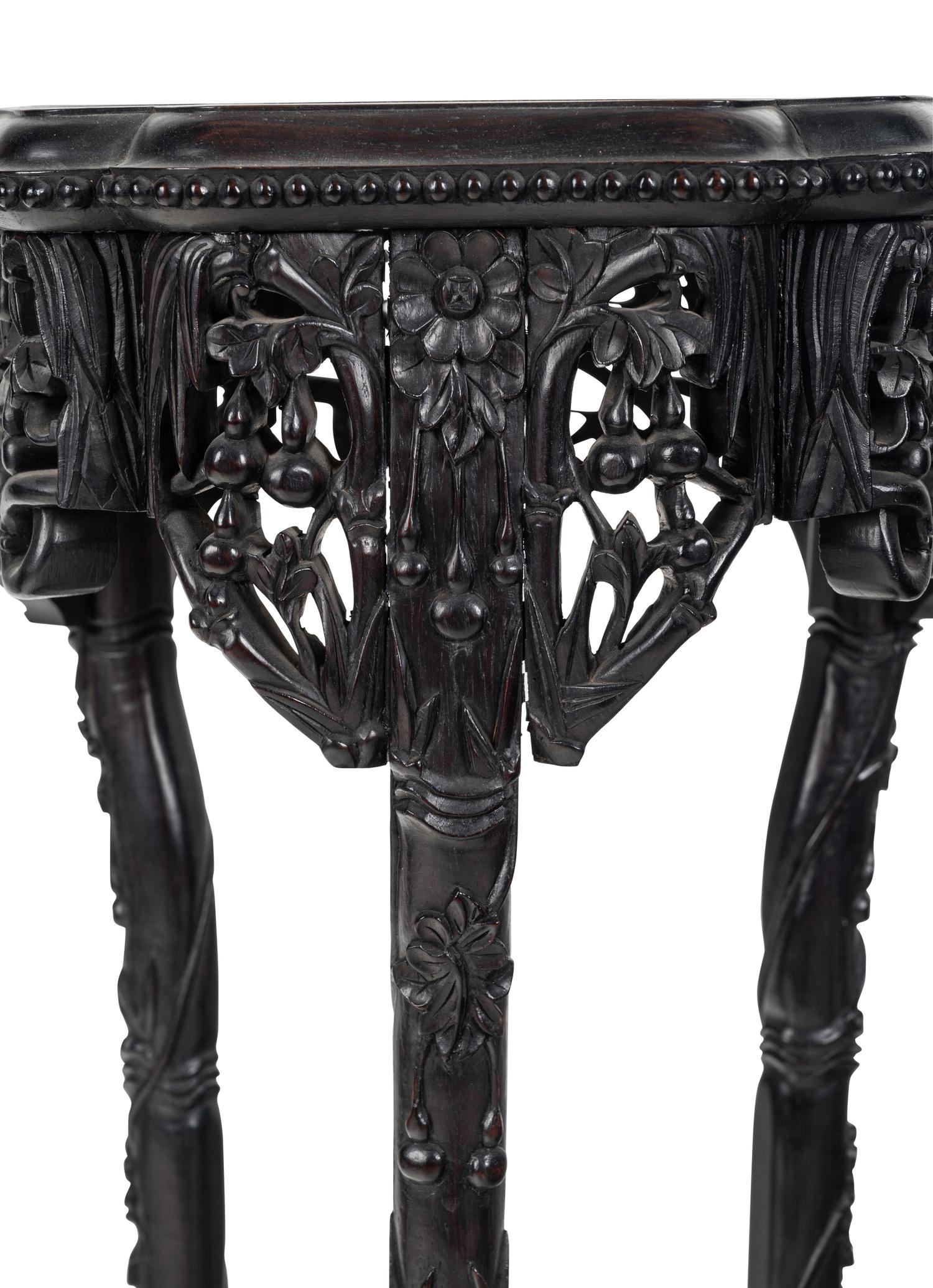 Two Chinese Export Marble Inset Rosewood Furniture