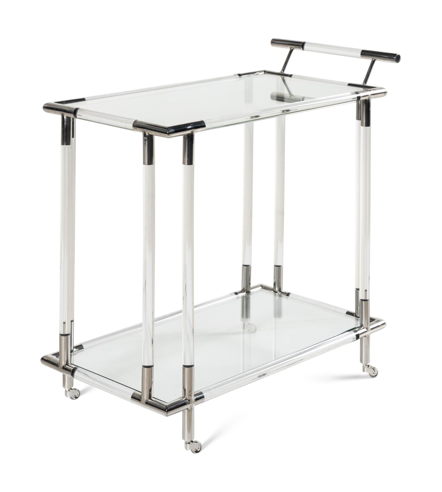 A Contemporary Acrylic and Chrome Bar Cart