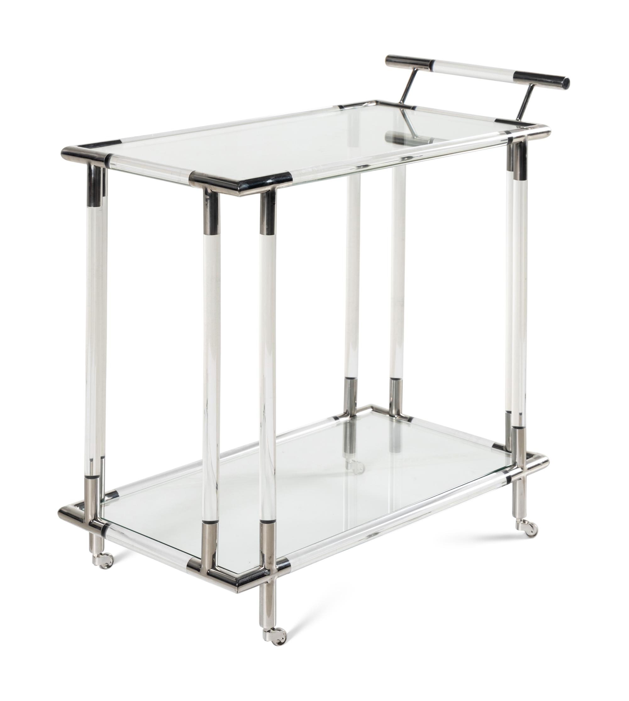 A Contemporary Acrylic and Chrome Bar Cart
