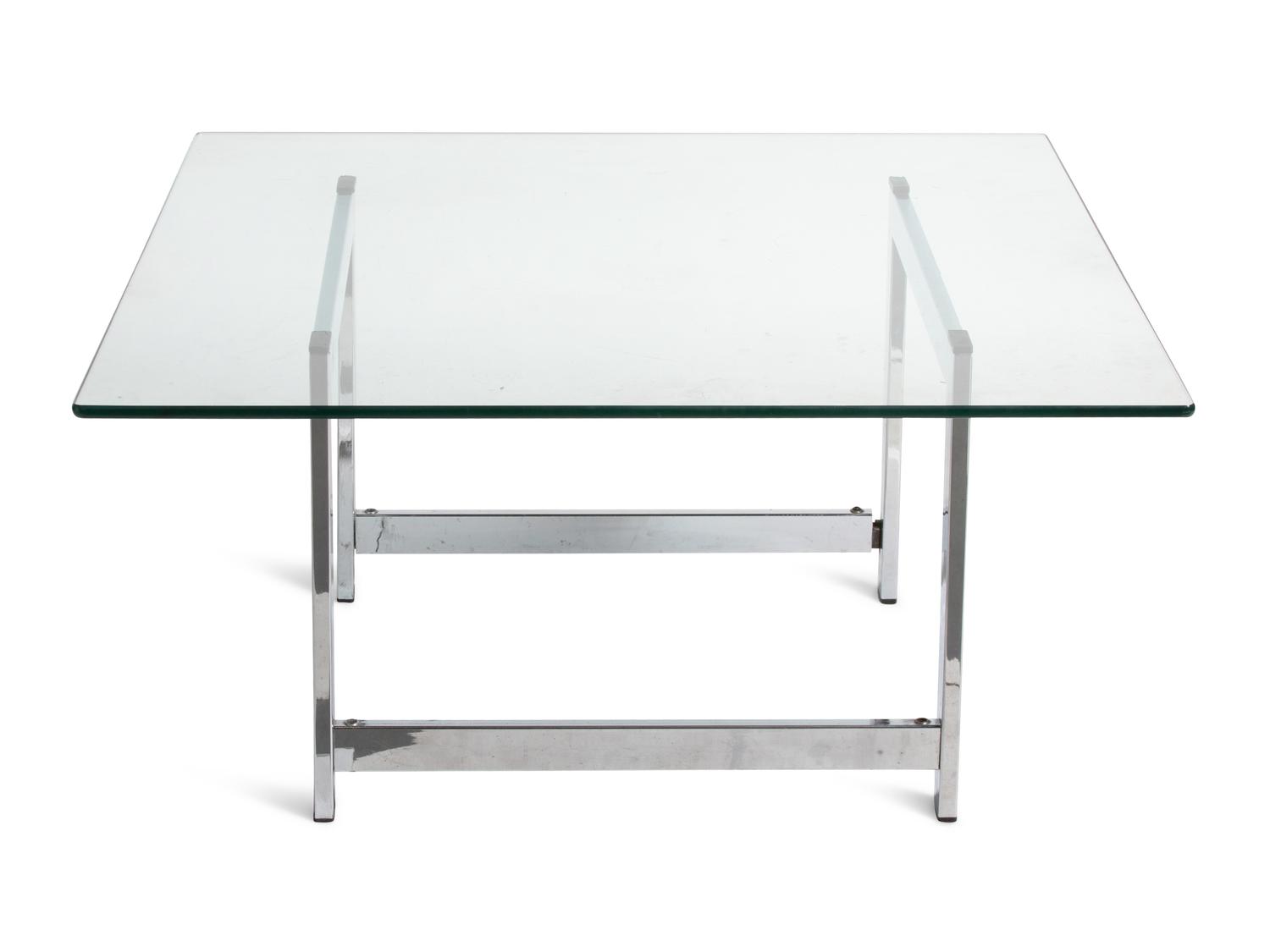 A Chrome and Glass Low Table