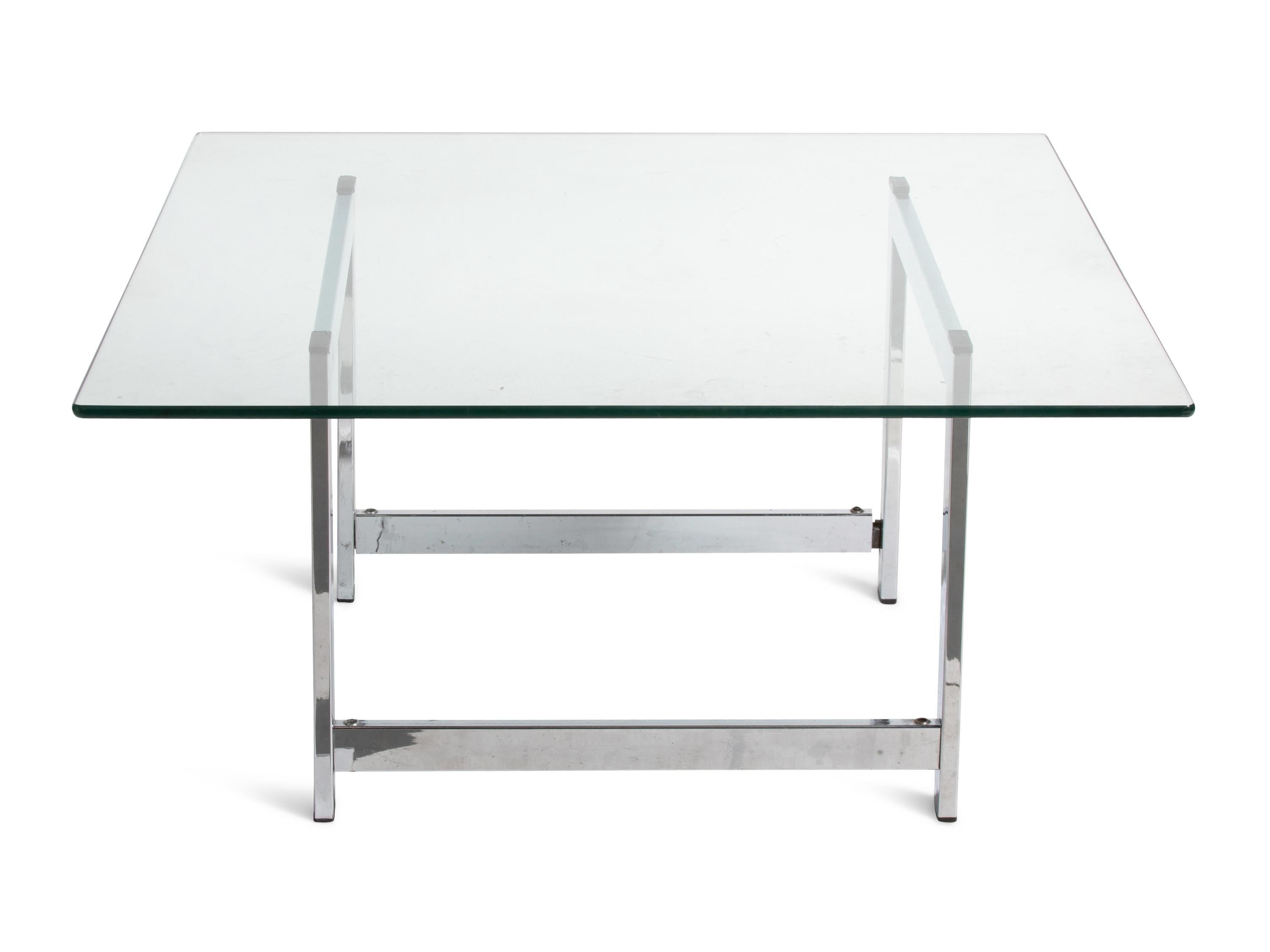 A Chrome and Glass Low Table