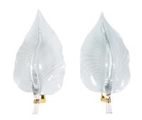 A Contemporary White Glass and Brass Eight-Light Chandelier Height of chandelier 30 inches.