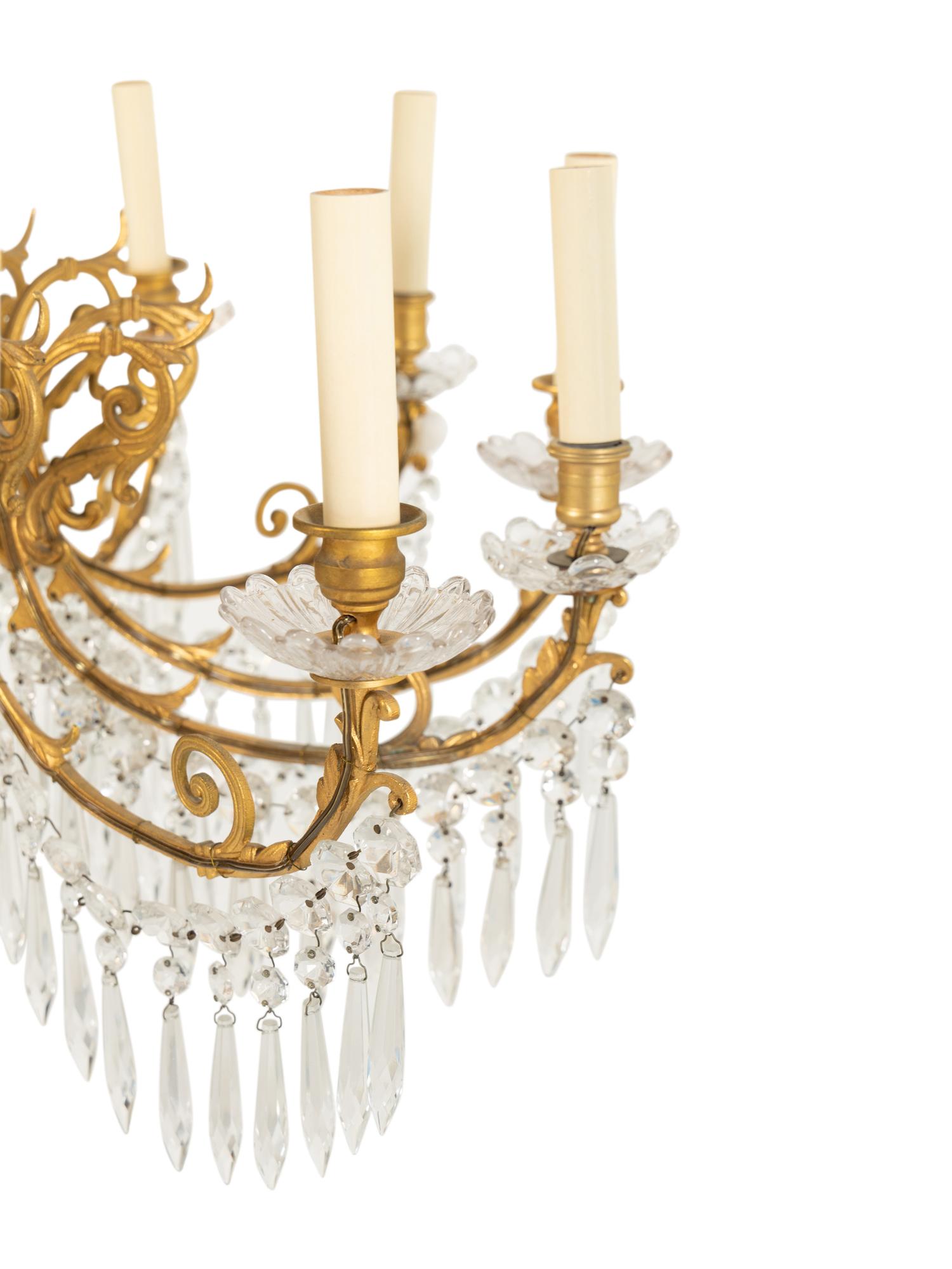 A Victorian Cut Glass and Gilt Bronze Twelve-Light Chandelier