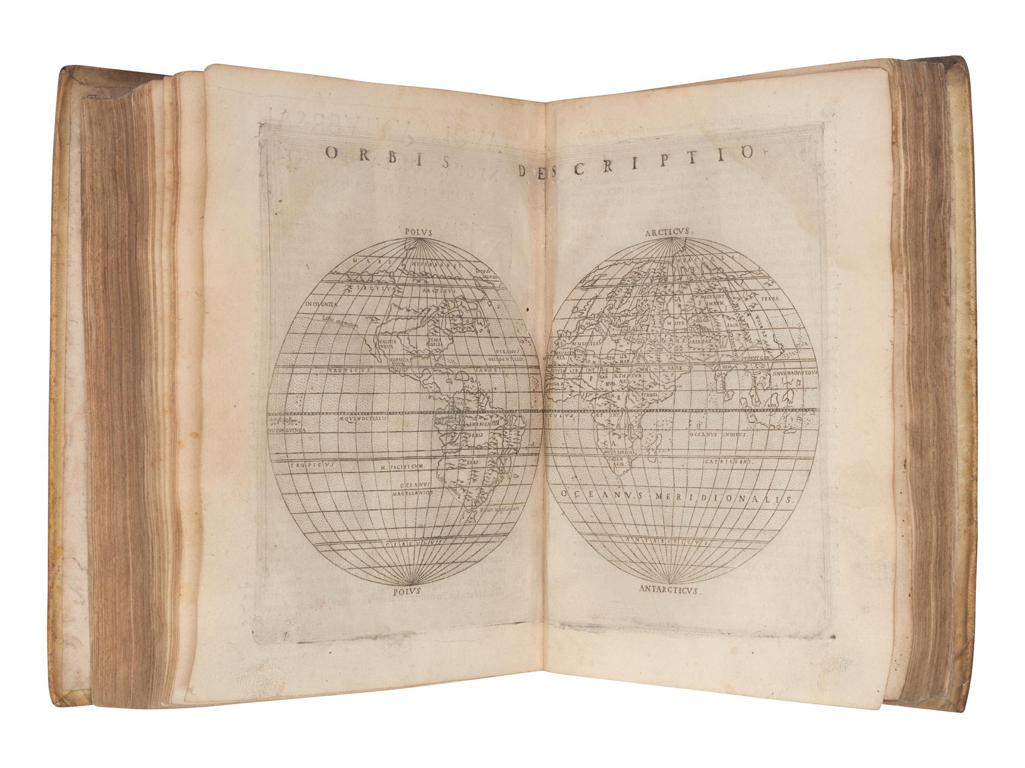 [MAPS & ATLASES]. PTOLOMAEUS, Claudius. La geografia...gi tradotta di greco in italiano da Giero. Ruscelli: & hora...da Gio. Malombra ricorretta [ Espositioni...di Girolamo Ruscelli sopra tutta la Geografia di Tolomeo...Discorso di Gioseppe Moleto ]. Venice: Giordano Ziletti, 1574-73.