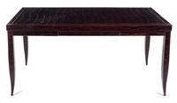 An Art Deco Style Embossed Leather-Veneered Writing Table Height 30 1/2 x width 53 x depth 33 inches. — 20TH CENTURY