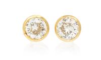 A Pair of 18 Karat Yellow Gold Diamond Stud Earrings, Bulgari, 1.80 dwts.