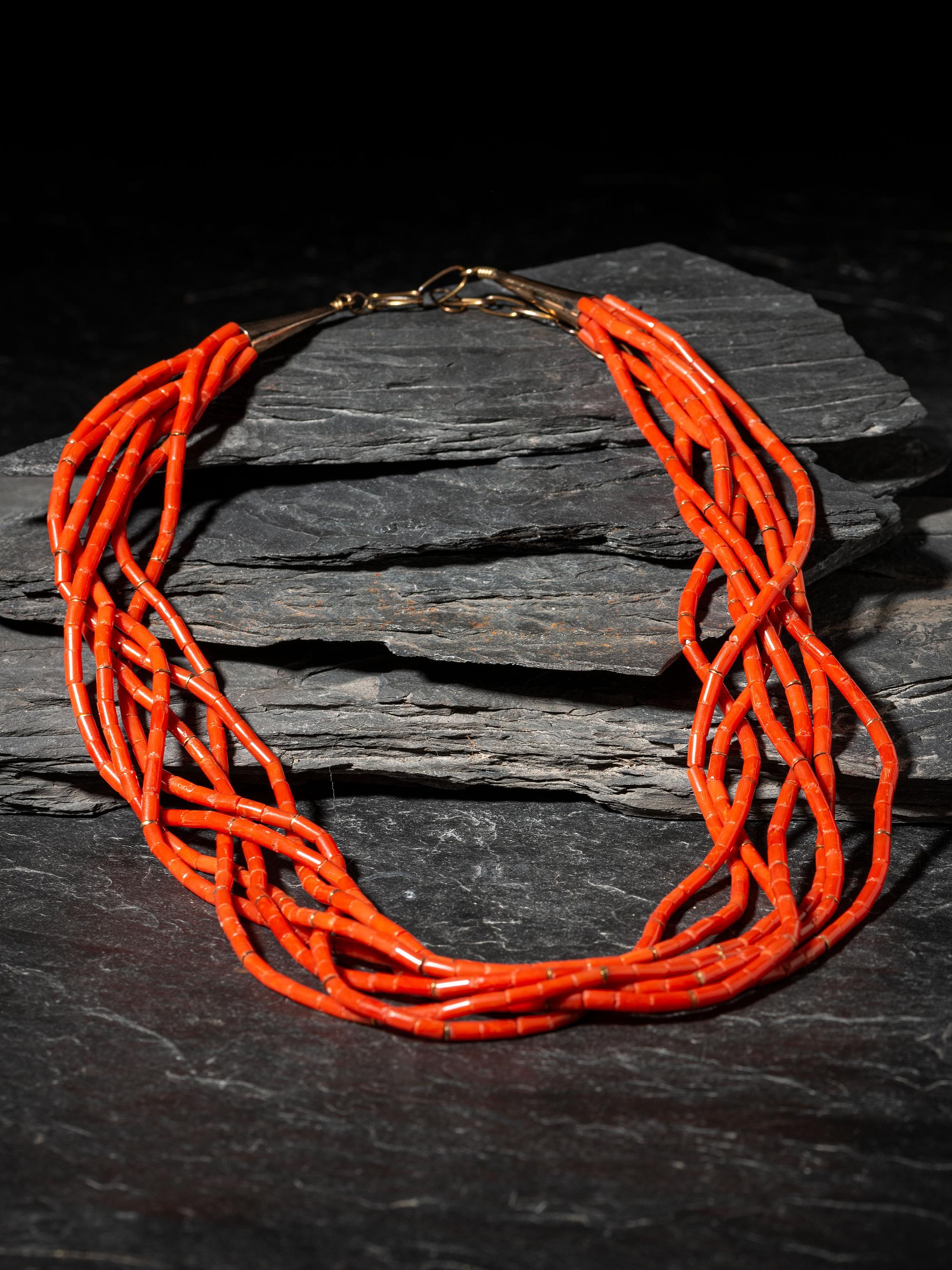 Seven-strand Coral Necklace, with Gold Accents, 1977