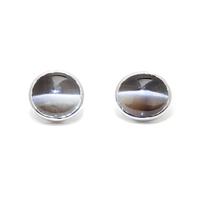 WHITE GOLD AND CAT'S EYE SILLIMANITE CUFFLINKS