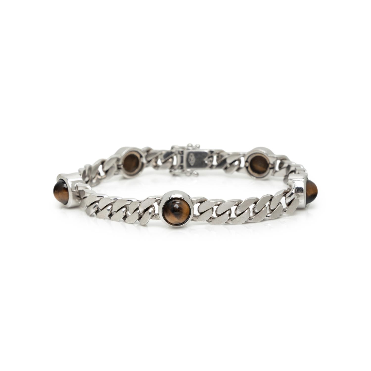 WHITE GOLD AND TIGER'S EYE BRACELET