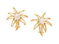 TIFFANY & CO., YELLOW GOLD AND CULTURED PEARL 'FIREWORKS' EARRINGS