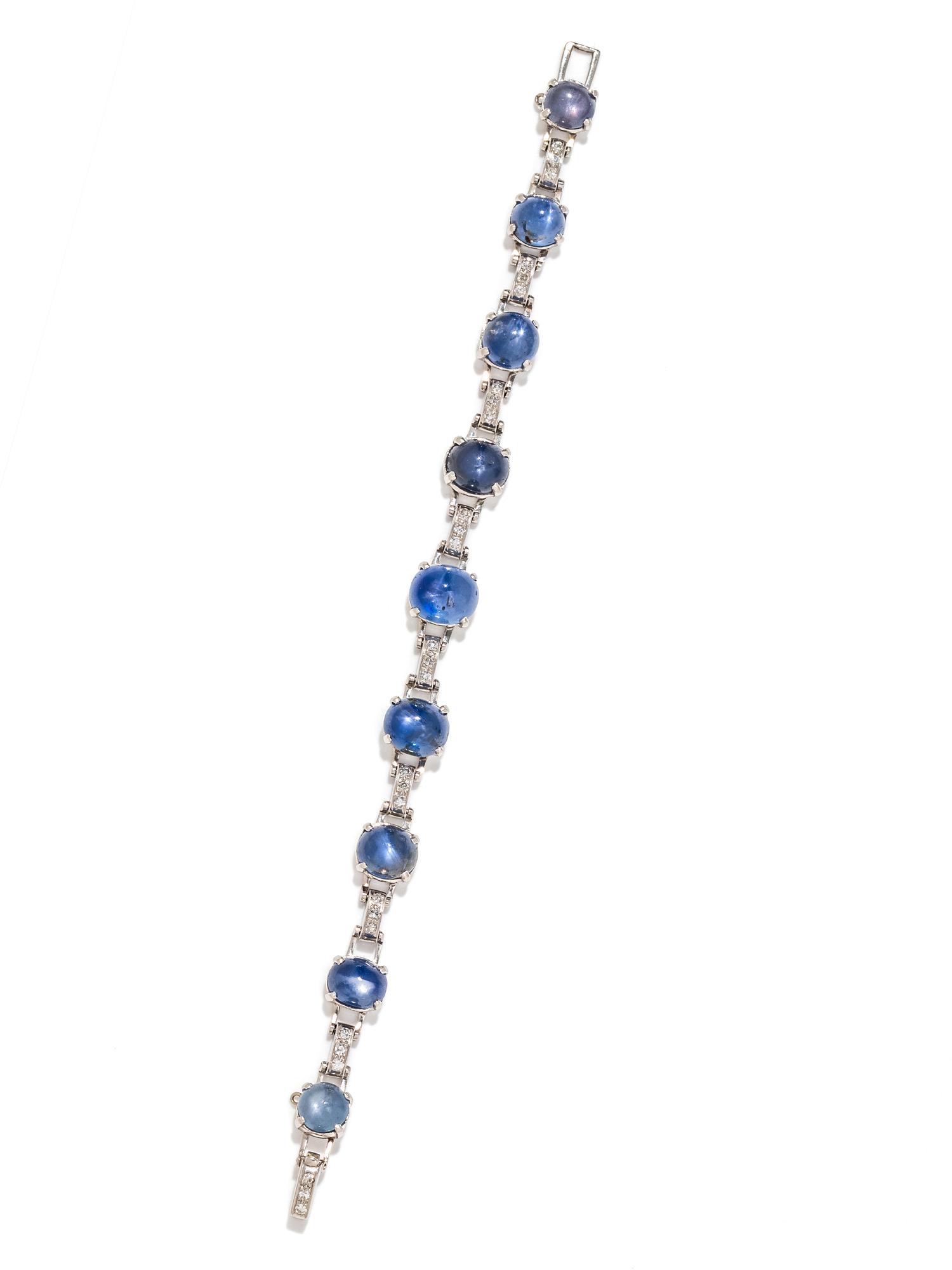 STAR SAPPHIRE AND DIAMOND BRACELET