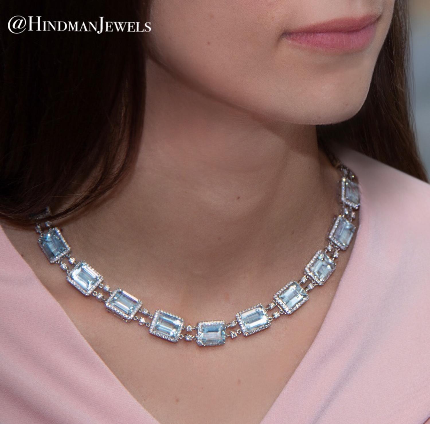 AQUAMARINE AND DIAMOND NECKLACE