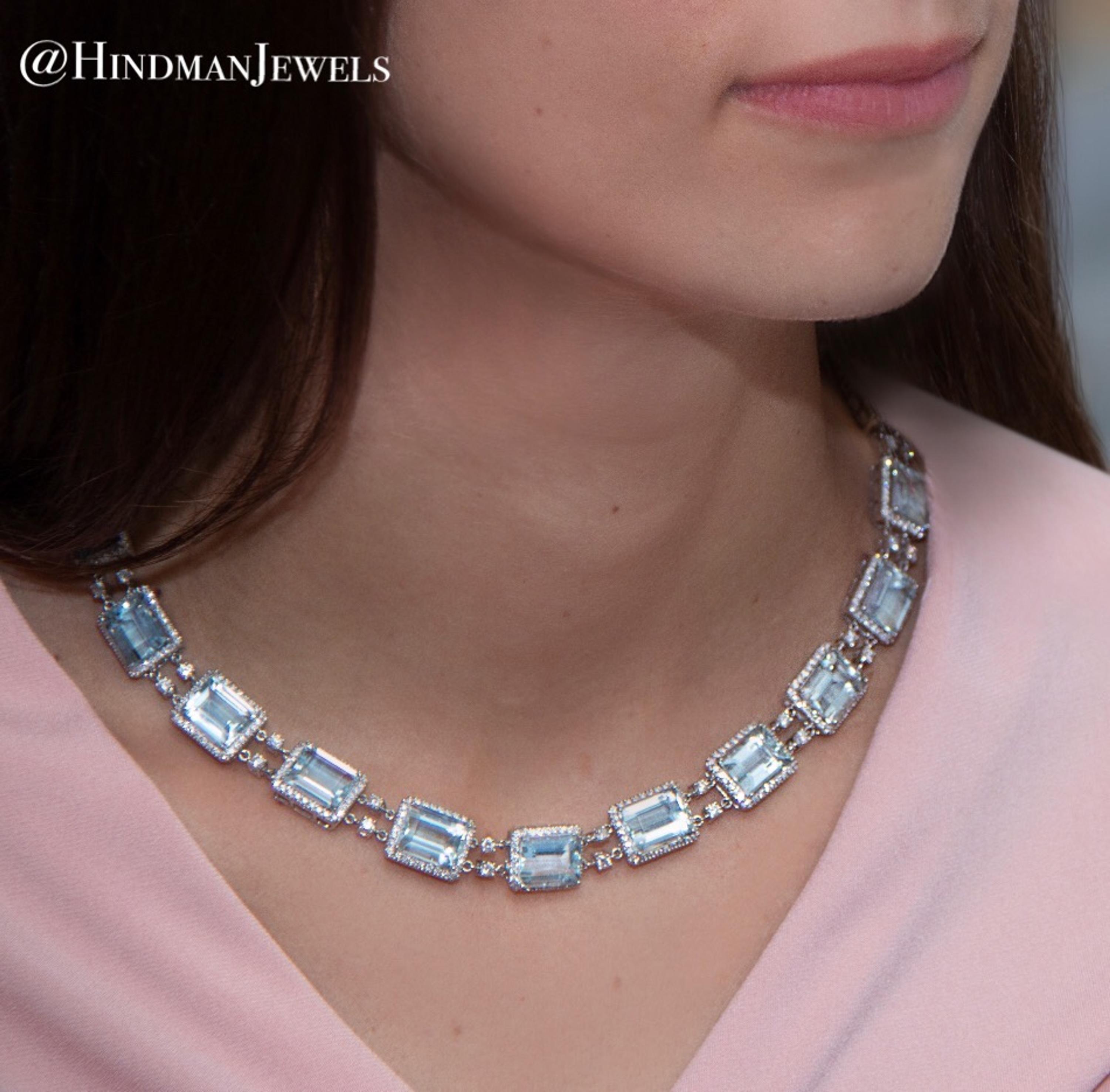 AQUAMARINE AND DIAMOND NECKLACE